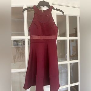 Wine red zip up halter top formal dress size XS